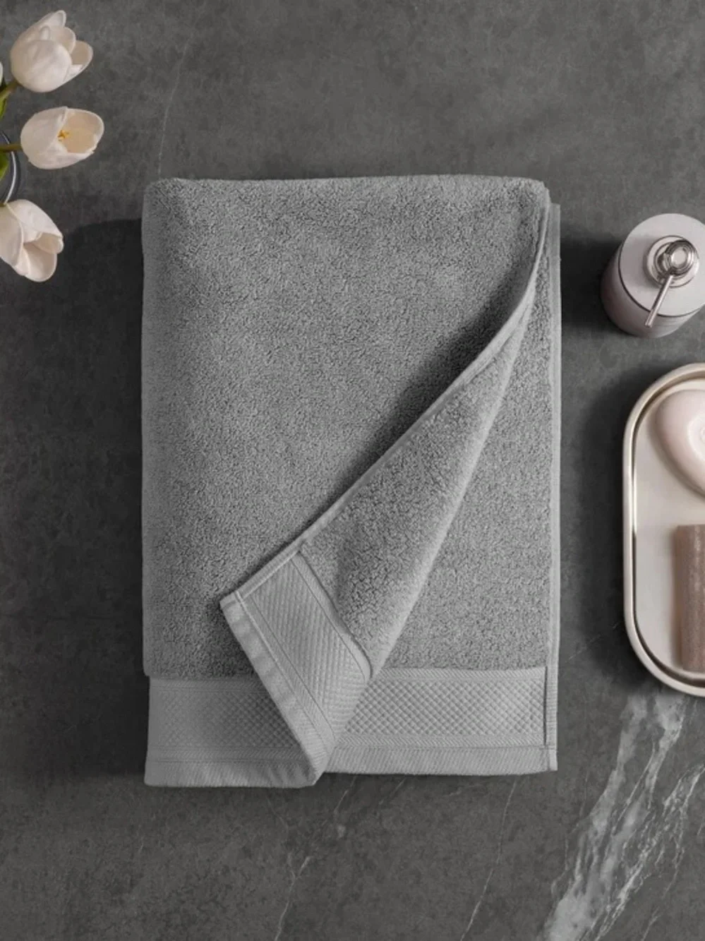 Charisma Egyptian Cotton 2 Gray Bath Towels / Bath Sheet Set - Picture 5 of 6